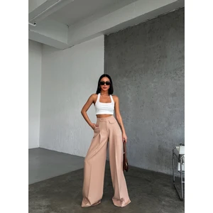 Ouz Fashion Kadın Düğme Detaylı Palazzo Pantolon