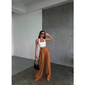 Ouz Fashion Kadın Düğme Detaylı Palazzo Pantolon