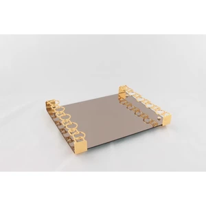 Tepsi Cam Kulplu Gold 40 cm TP02
