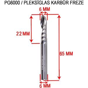 Pleksiglas  Cnc Karbür Freze Pozitif 6 mm