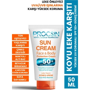 PROCSIN Koyu Leke Karşıtı Yüksek Uv Korumalı SPF 50+ Güneş Kremi 50 ML