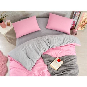 Çift Kişilik Polycotton Nevresim Takımı Pembe-Gri