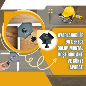 Ayarlanabilir 90 Derece Dolap Montaj Köşe Bağlantı ve Gönye Aparatı