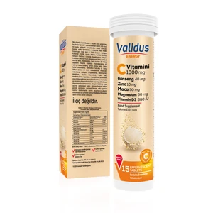 Energy Vitamin C 1000 Mg + Ginseng + Zinc + Maca + Vitamin D3 + Magnesium 15 Effervescent Tablets