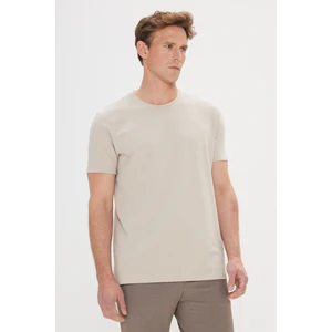 AC&Co / Altınyıldız Classics Erkek Bej Slim Fit Dar Kesim Modal Bisiklet Yaka Yumuşak Tuşeli Esnek Basic Tişört