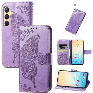 BDT Boutique Samsung Galaxy S24 Kelebek Kanatları Narin Çiçekler Flip Darbeye Dayanıklı Deri Telefon Kılıfı ile Uyumlu (Yurt Dışından)