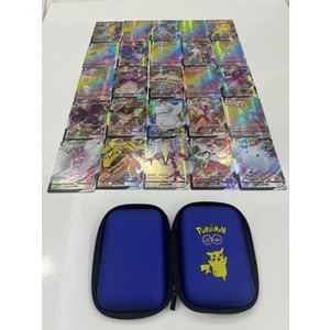 Abetto Market Pokemon Vmax Yeni Seri Özel Parlak Oyun Kartı ve Pokemon Koruma Çantası (25 Adet)