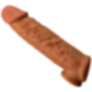 Lolita Shop Gerçekçi Penis Dokusunda 3,5 cm Uzatmalı Testis Destekli Ultra Yumuşak Realistik Penis Kılıfı