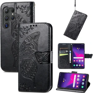 BDT Boutique Samsung Galaxy S24 Ultra Kelebek Kanatları Narin Çiçekler Flip Darbeye Dayanıklı Deri Telefon Kılıfı ile Uyumlu (Yurt Dışından)