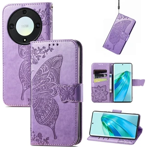 BDT Boutique Honor X9A Kelebek Kanatları Narin Çiçekler Flip Darbeye Dayanıklı Deri Telefon Kılıfı ile Uyumlu (Yurt Dışından)