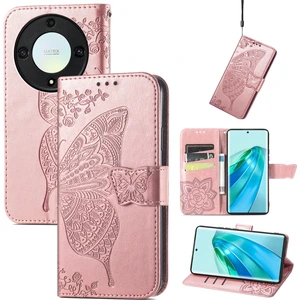 BDT Boutique Honor X9A Kelebek Kanatları Narin Çiçekler Flip Darbeye Dayanıklı Deri Telefon Kılıfı ile Uyumlu (Yurt Dışından)
