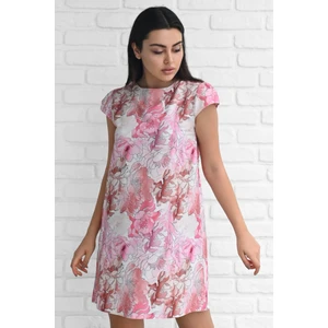 Kadın Desenli Kısa Kollu Elbise 5167-23