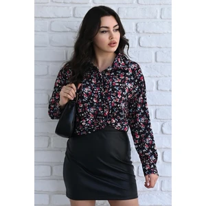 Kadın Uzun Kollu Desenli Gömlek 1529-23