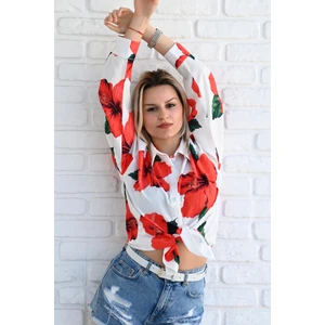 Kadın Uzun Kollu Desenli Gömlek 1529-23