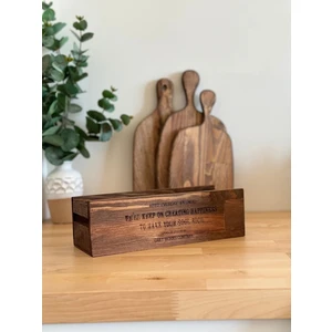 Baskılı Ahşap Organizer Kutu - Yağdanlık Altlığı 11X33X10 cm
