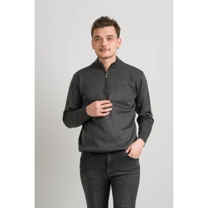 Regular Fit Yarım Balıkçı Fermuarlı Akrilik Viskon Karışımlı Erkek Triko Kazak