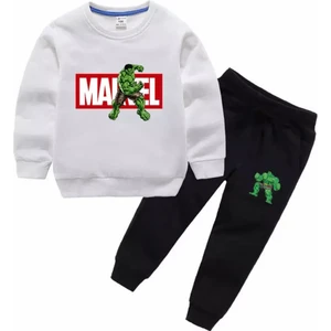Kids Face Özel Tasarım Bisiklet Yaka Marvel Hulk Baskılı  Pamuk Kışlık Erkek Çocuk Eşofman Takımı