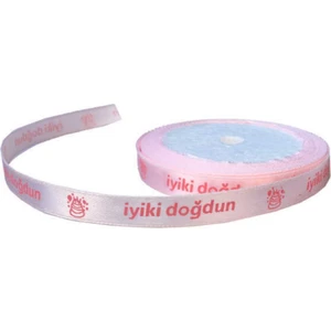 Kurdela Iyiki Doğdun Yazılı 1cm 100MT Pembe P10-60 AR1580P