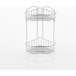 Teknotel Iki Katlı Kancalı Banyo Köşe Rafı Krom ES092