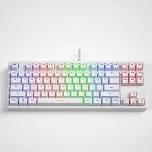 Leaven K870 Blue Switch Mekanik Gaming Oyun Klavyesi Rgb 61 Key Mavi Tuş Type-C Klavye Beyaz