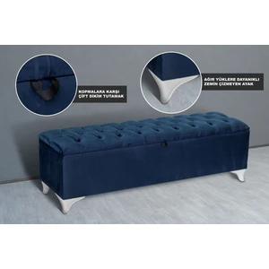 Gazzini Furniture Vetra Chester Model Mavi Sandıklı Puf - Kapitoneli Model 140cm Sandıklı Bench