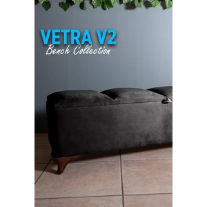 Gazzini Furniture Vetra V2 Antrasit Sandıklı Puf - Dilimli Model 140cm Sandıklı Bench