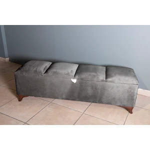 Gazzini Furniture Vetra V2 Gri Sandıklı Puf - Dilimli Model 140cm Sandıklı Bench