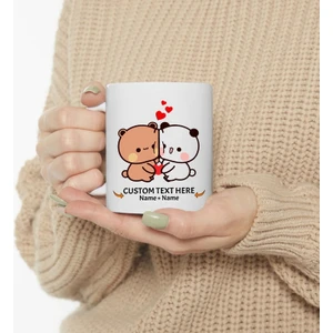 Kişiselleştirilmiş Sevgililer Günü Sevimli Bubu ve Dudu Kahve Kupa, Ayı S,ingilizce Kupa