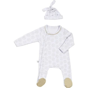 Tiny Lamb Lamb Organik Tulum ve Bere Bebek Seti 2 Parça %100 Organik Pamuk  0-3 Aylık Organik Bebek Seti