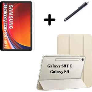 Samsung Galaxy Tab S9 Fe / S9 Kılıf Set Pu Deri Smart Tablet Kilifi Ekran Koruyucu + Kalem
