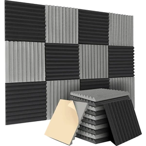 12'li Paket Kendinden Yapışkanlı Akustik Paneller, 12X12X1 Inç Ses Geçirmez Köpük Paneller, Ses Geçirmez Duvar Panelleri Stüdyo (Yurt Dışından)