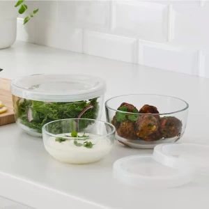 IKEA Bestamma 3 Adet Kapaklı Cam Gıda Saklama Kabı Kapları