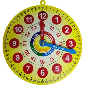 Ahşap Saat Öğrenme Oyunu Eğitici Uv Baskılı 2-14 Yaş Arası Çocuklar İçin