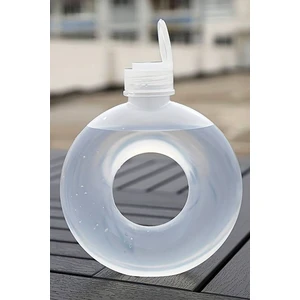 Şişe Deposu 500 ml Şeffaf Plastik Matara Donut Simit Şeklinde Suluk Sticker Hediyeli