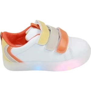 Unisex Sneaker Esnek Rahat Kalıp Çocuk Spor Ayakkabı Tam Kalıp Ortopedik Günlük Ayakkabı Beyaz Sarı