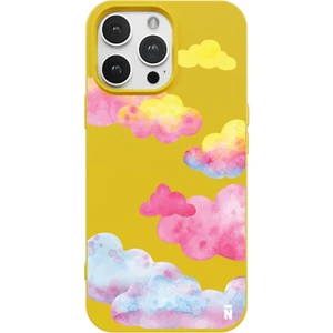 iPhone 13 Pro Colorful Clouds Tasarımlı Sarı Renkli Silikon Telefon Kılıfı