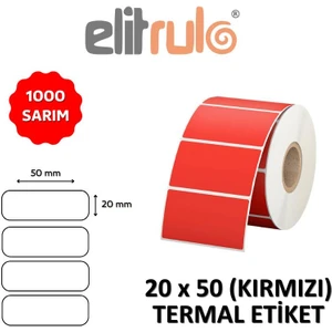 Elit Rulo Etiketi 20X50 Termal 1000 Adet Kırmızı