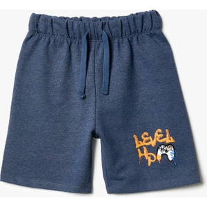 Şort Baskı Detaylı Beli Bağlamalı