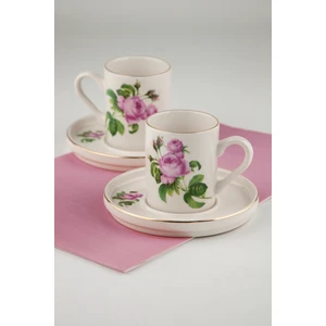 Bursa Porselen Dekor Pink Rose Gold 2 Kişilik Kahve Fincan Takımı