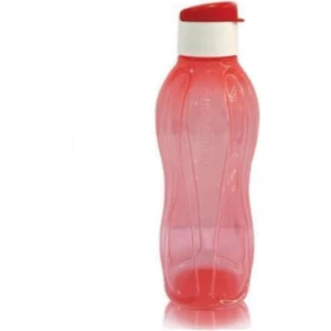 Eco Şişe 750 ml Kırmızı Beyazlı Kapaklı Matara Suluk Kolay Kapak Water Bottle
