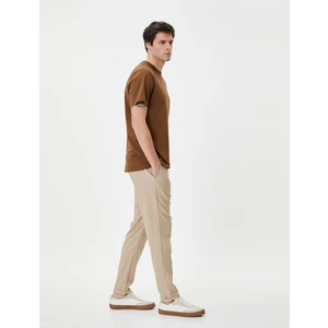Chino Pantolon Cep Detaylı Yüksek Bel Slim Fit