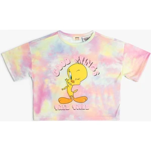 Tişört Tweety Baskılı Lisanslı Kısa Kollu Batik Desenli