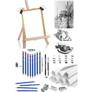 Lyra Robinson Dereceli Kurşun Kalem Seti 25X35  Duralit Masaüstü Drawing Şövale Set