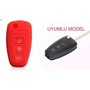 Şenyıldız Aksesuar Ford Fiesta Kuga Focus C-Max Silikon Anahtar Koruma Kılıfı Sustalı