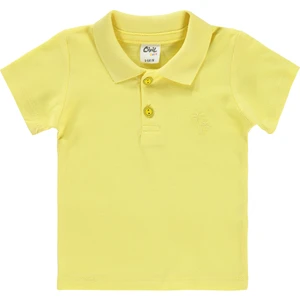 Civil Baby Erkek Bebek Tişört 6-18 Ay Sarı Kısa Kol Günlük Tarz Desenli Pamuk