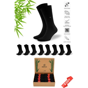 Premium Bambu Yazlık Siyah  Çorap 8'li Set Kraft Kutulu