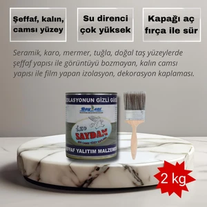 Izo Saydam Glass Seramik Karo Mermer Şeffaf Sıvı Cam Izolasyon Kaplaması 2 kg