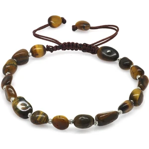 Makrome Örgülü Naturel Kesim Kaplangözü Doğaltaş Erkek Bileklik