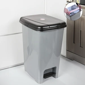 Meleni Home Pedallı Gri Banyo Mutfak Çöp Kovası Siyah Kapaklı Slim Pedallı Çöp Kovası 25LITRE 
