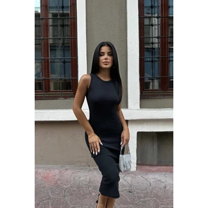 Halter Yaka Basic Uzun Elbise